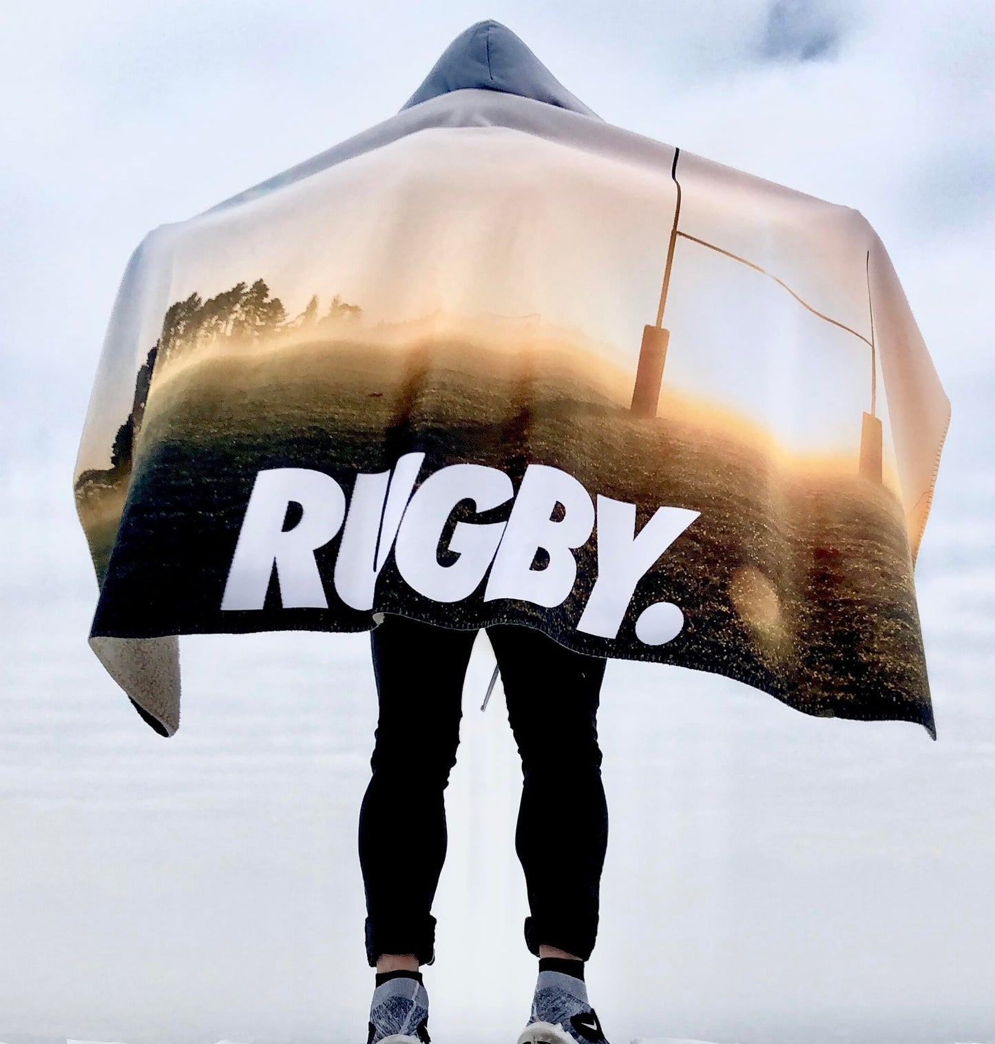 rugby pitch hoodie blanket