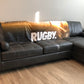 rugby hooded blanket on couch