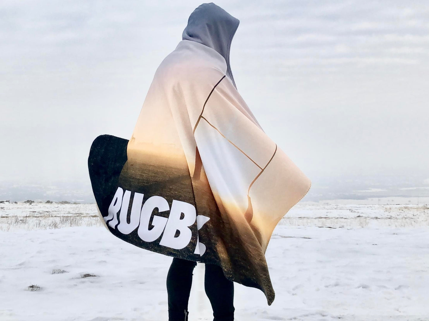 rugby pitch print hooded blanket